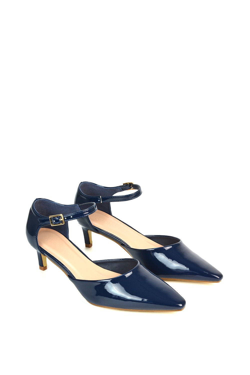 XY London 'Kacey' Kitten Low Heel Ankle Strap Pointed Toe Shoes image 6