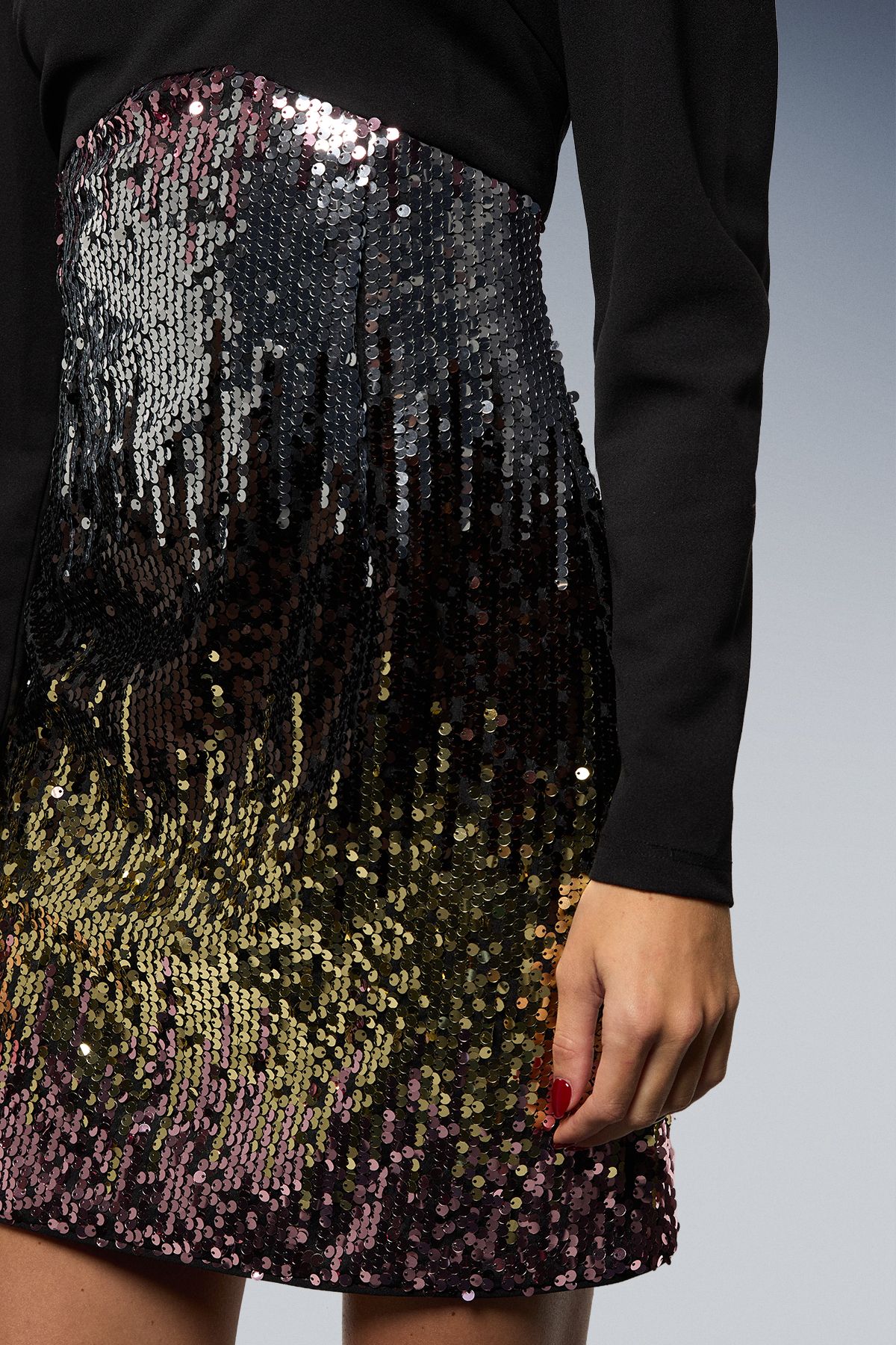 Oasis Sequin Puff Sleeve Structured Mini Dress Multi image 4