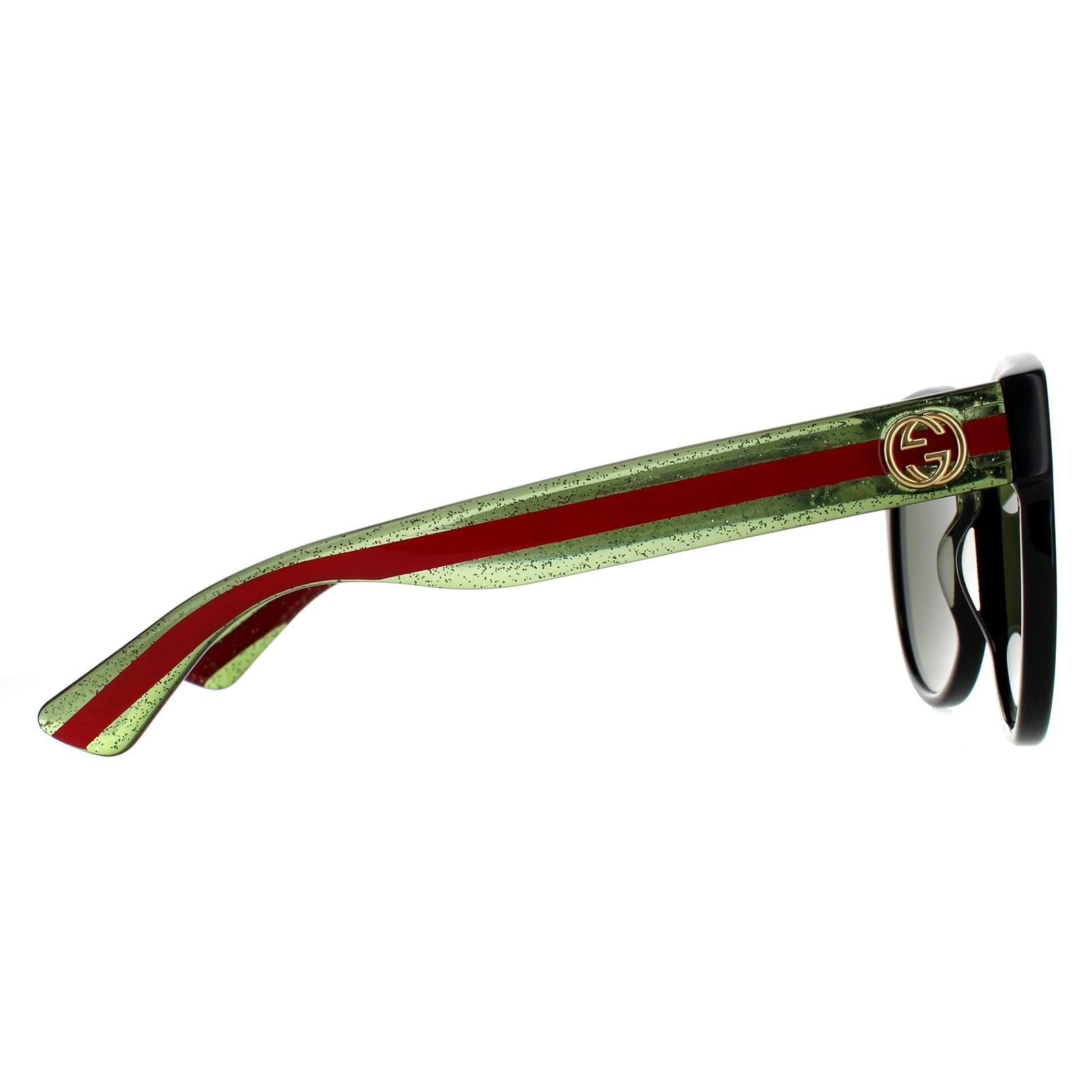Gucci Cat Eye Black With Green and Red Glitter Green Sunglasses image 4