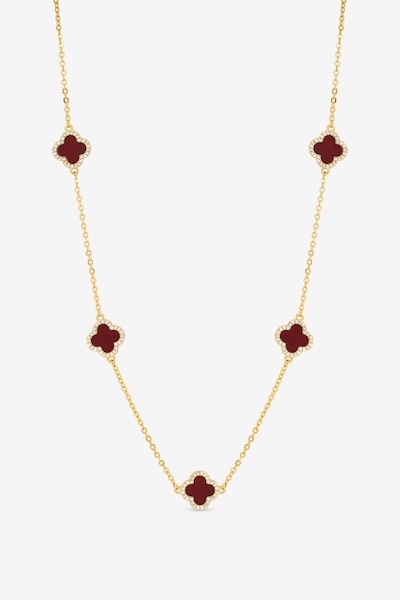 Jon Richard Gold Plated Carnelian Station Clover Necklace