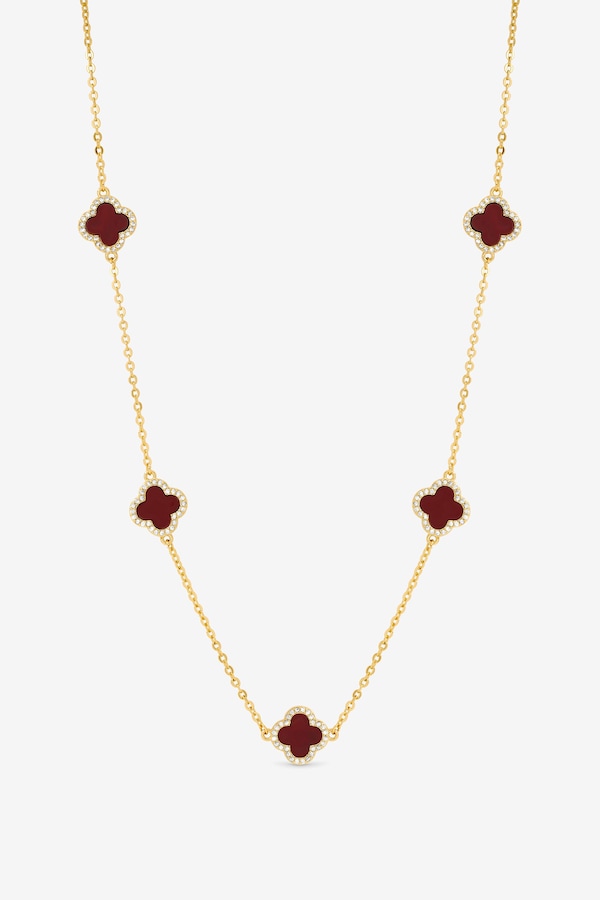 Jon Richard Gold Plated Carnelian Station Clover Necklace