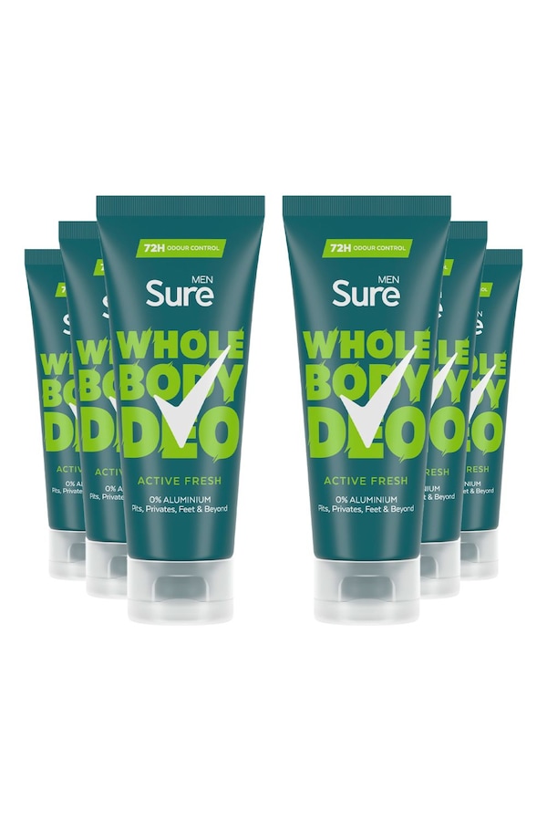 Sure Whole Body 'Deodorant Cream' Active Fresh w/ 72H Odour free 75ml, 6pk
