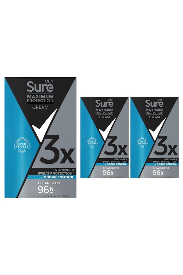 Sure Men Clean Scent or Sports Active 'Deodorant' Stick, 3x45ml