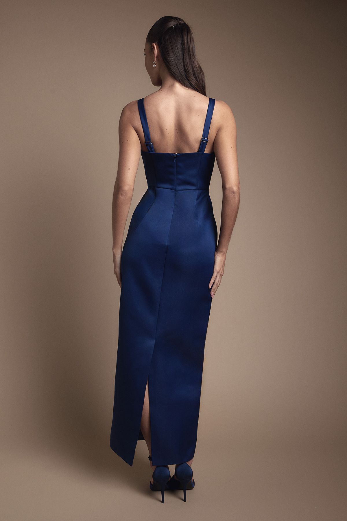 Coast Sweetheart Neck Knot Front Maxi Bridesmaid Dress With Removable Straps Navy image 3