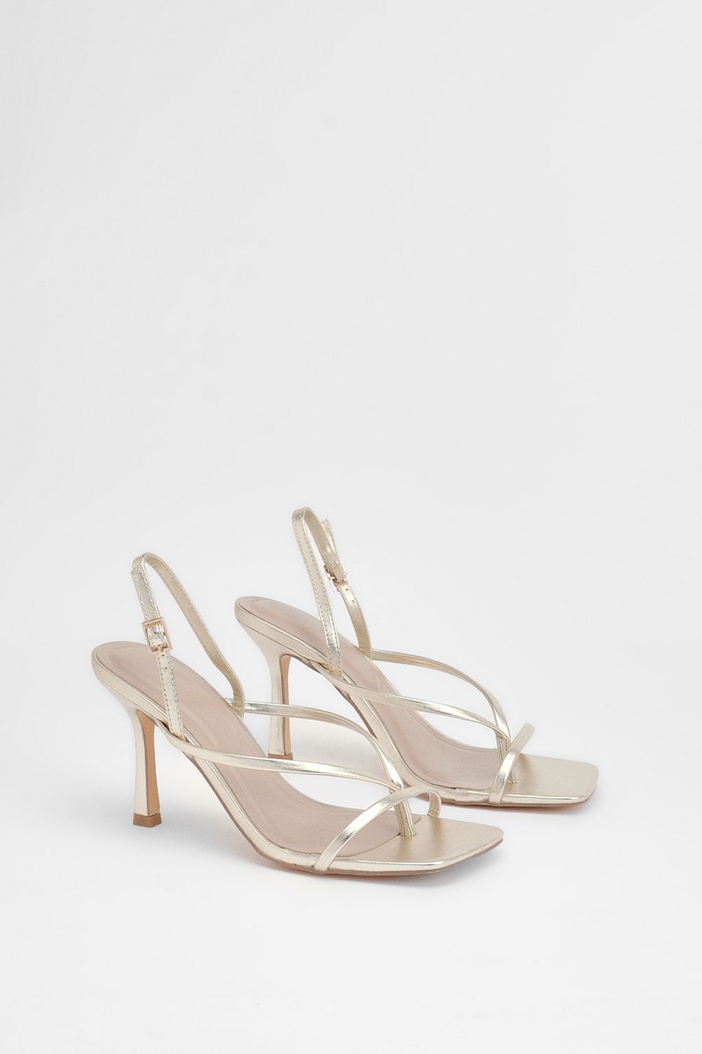 MissPap Toe Post Slingback High Stiletto Heel Sandals Gold