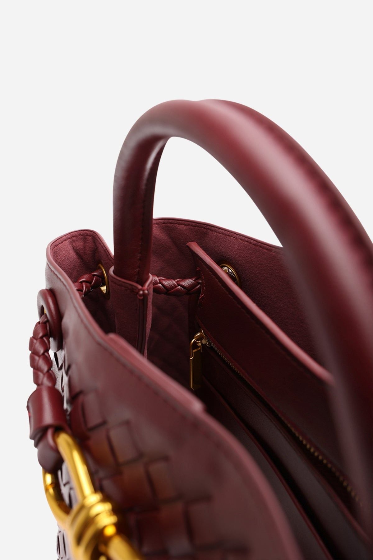 Where's That From 'Luna' Woven Leather Tote Bag With Gold Detail image 5