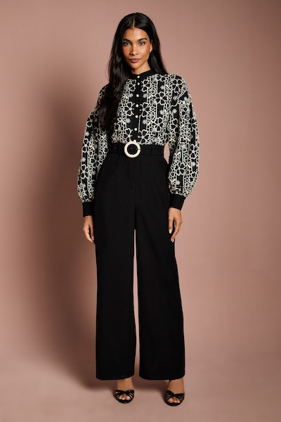 Coast Blouson Sleeve Belted Wide Leg Jumpsuit Mono