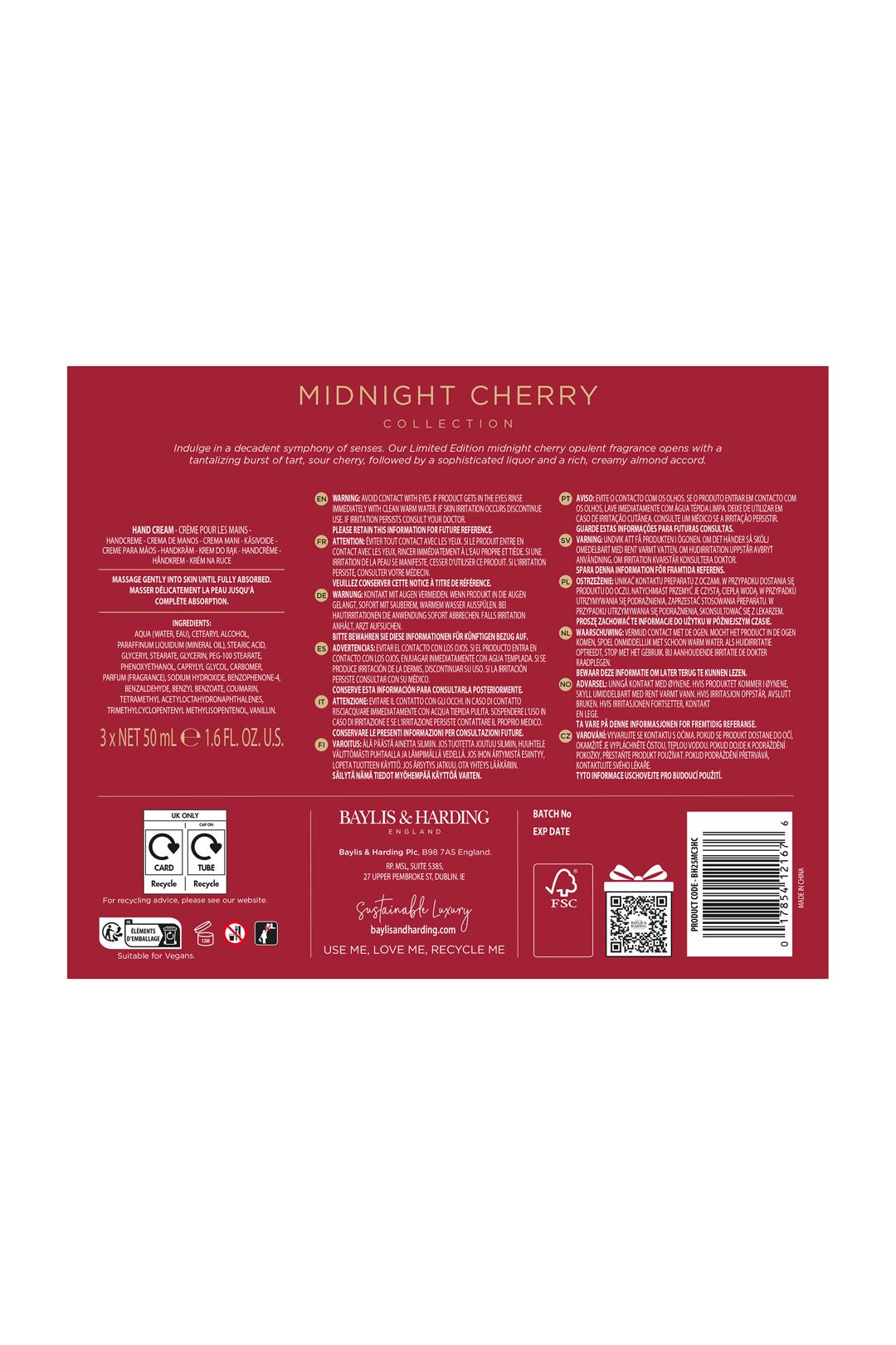 Baylis & Harding Midnight Cherry Luxury Hand Treats Gift Set Multi image 8