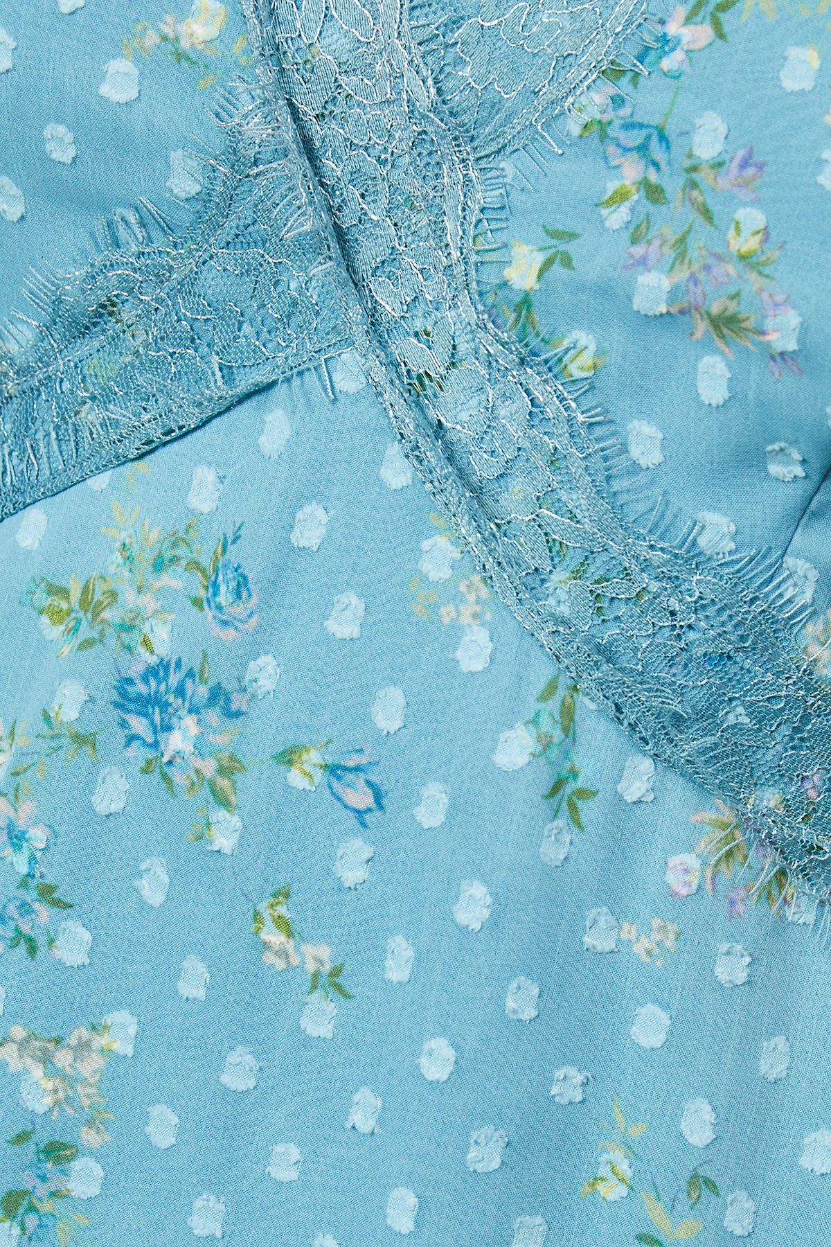 Oasis Floral Chiffon Lace Midi Dress Blue image 5