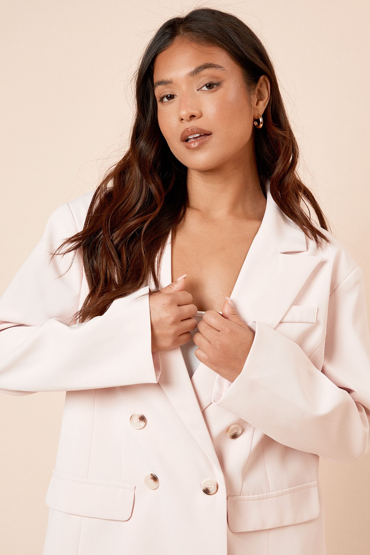 Dorothy Perkins Petite Oversized Double Breasted Blazer Blush image 5
