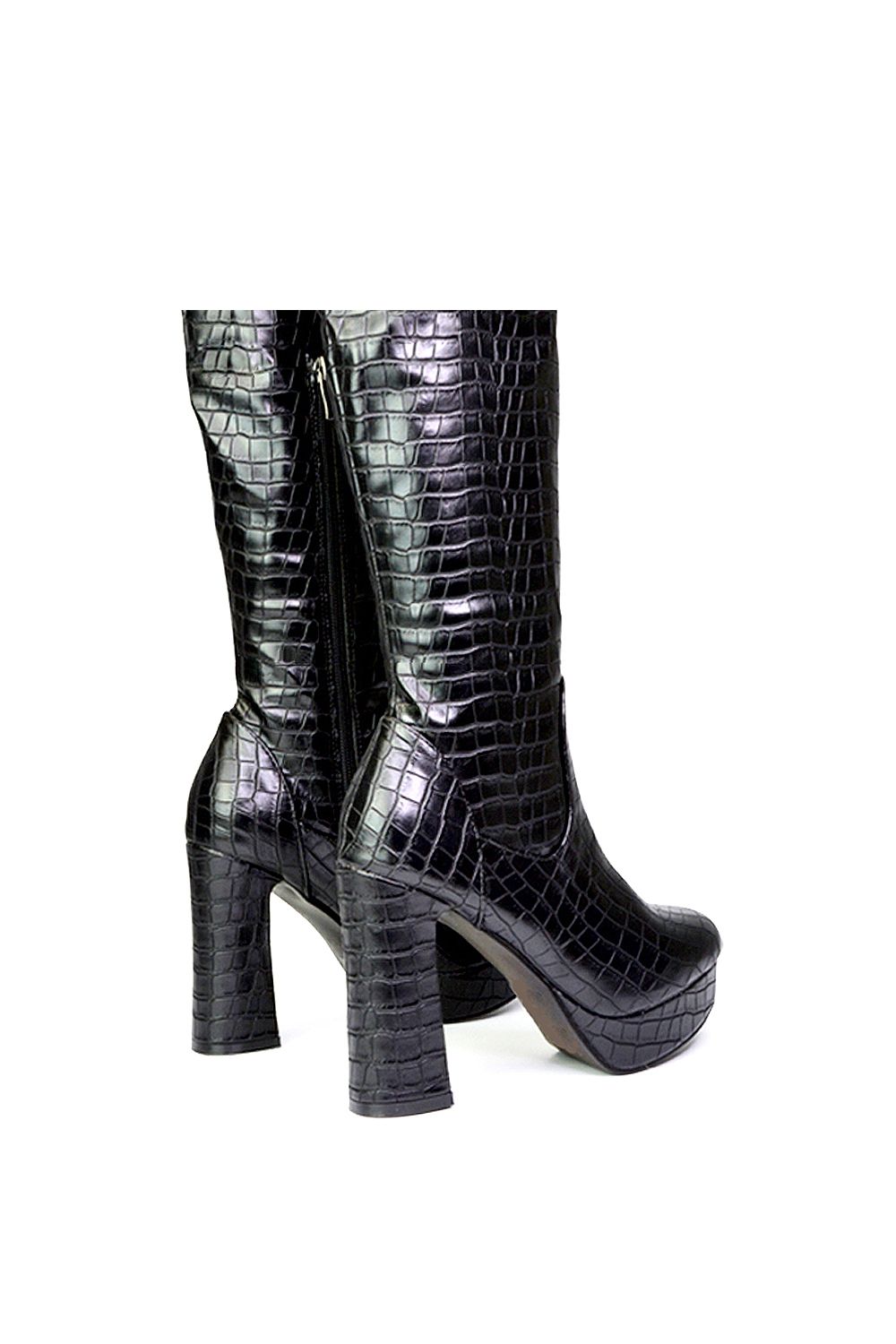 XY London 'Theo' Chunky Block High Heel Platform Knee High Boots image 3