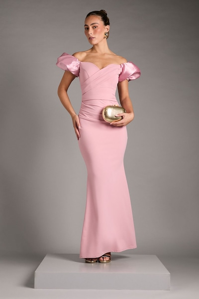 Coast Volume Sleeve Scuba Maxi Dress Blush