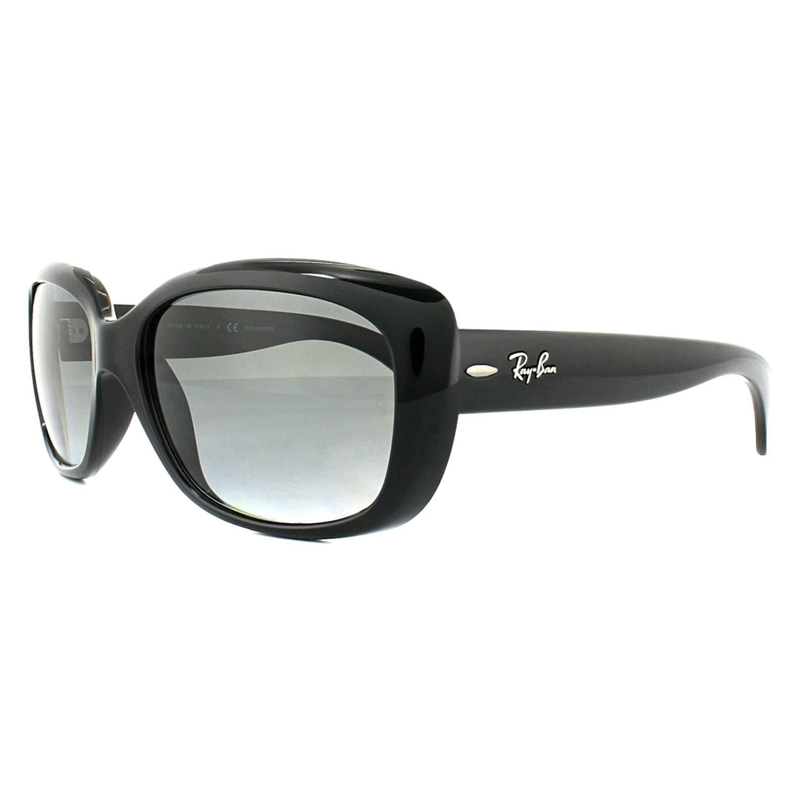 Ray-Ban Oval Shiny Black Grey Gradient Polarized Sunglasses image 2