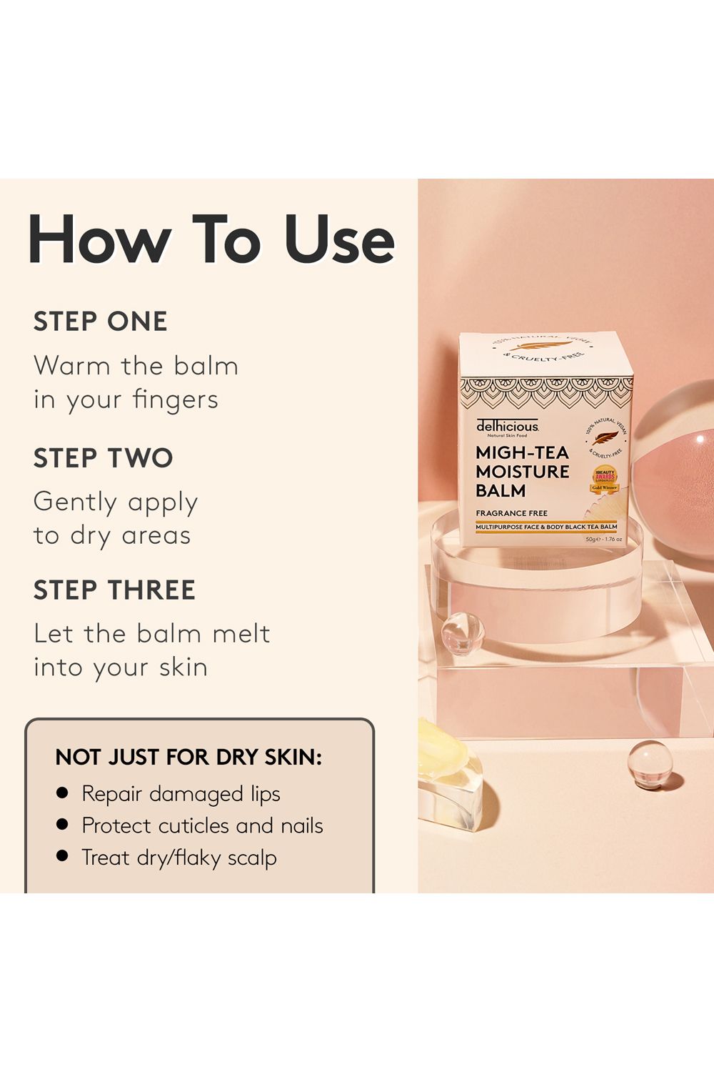 Delhicious Migh-Tea Moisturise Multipurpose Balm - Fragrance Free 50g Multi image 5