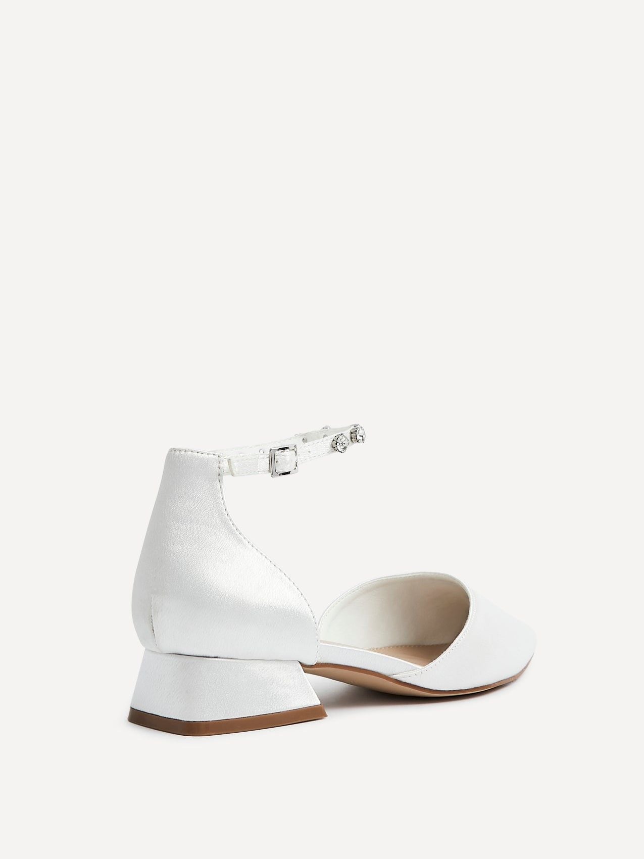 Linzi Everlasting Wide Fit Ivory Satin Low Block Court Heel image 5