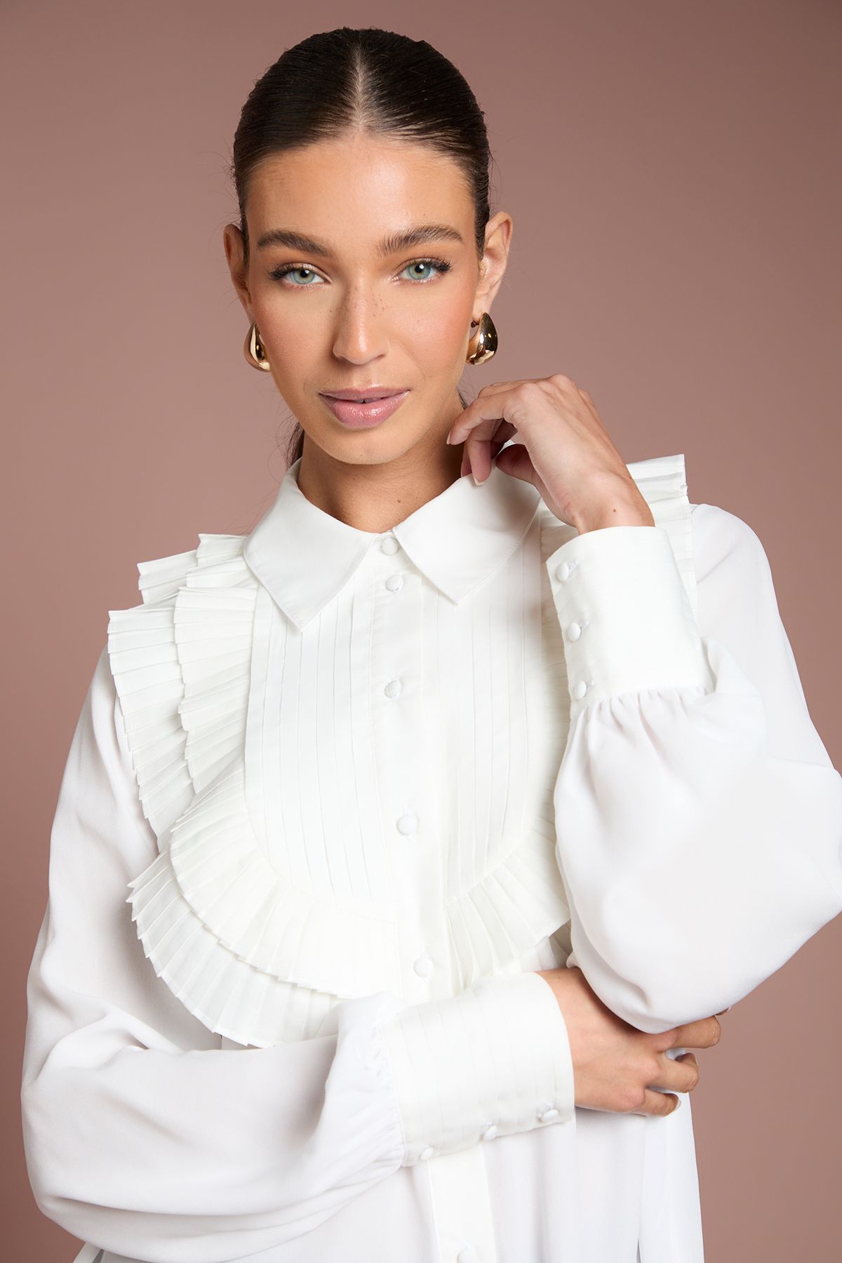 Coast Cotton Poplin Ruffle Shirt Ivory image 4