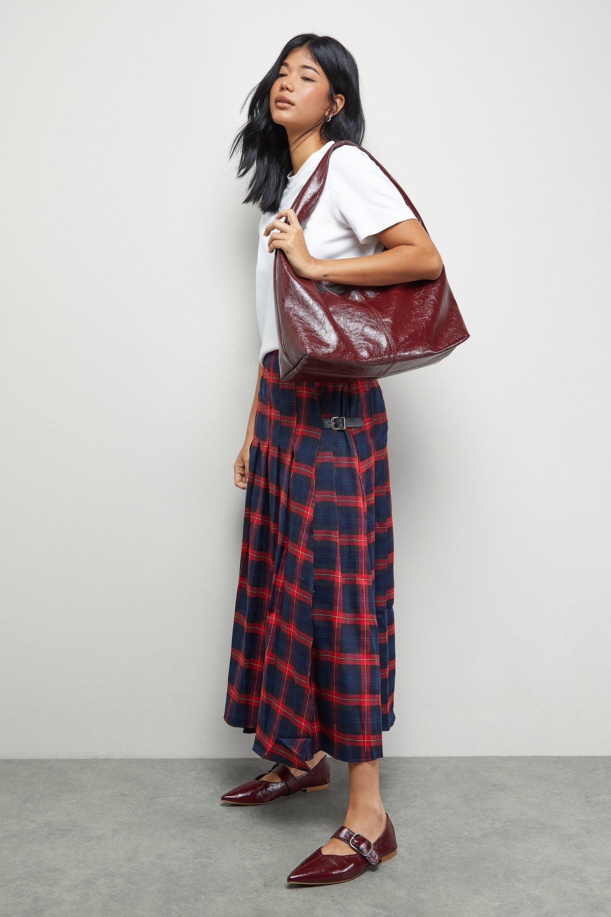 MissPap Faith: Brianna Faux Leather Buckle Detail Mary Jane Pointed Ballerinas Burgundy image 2