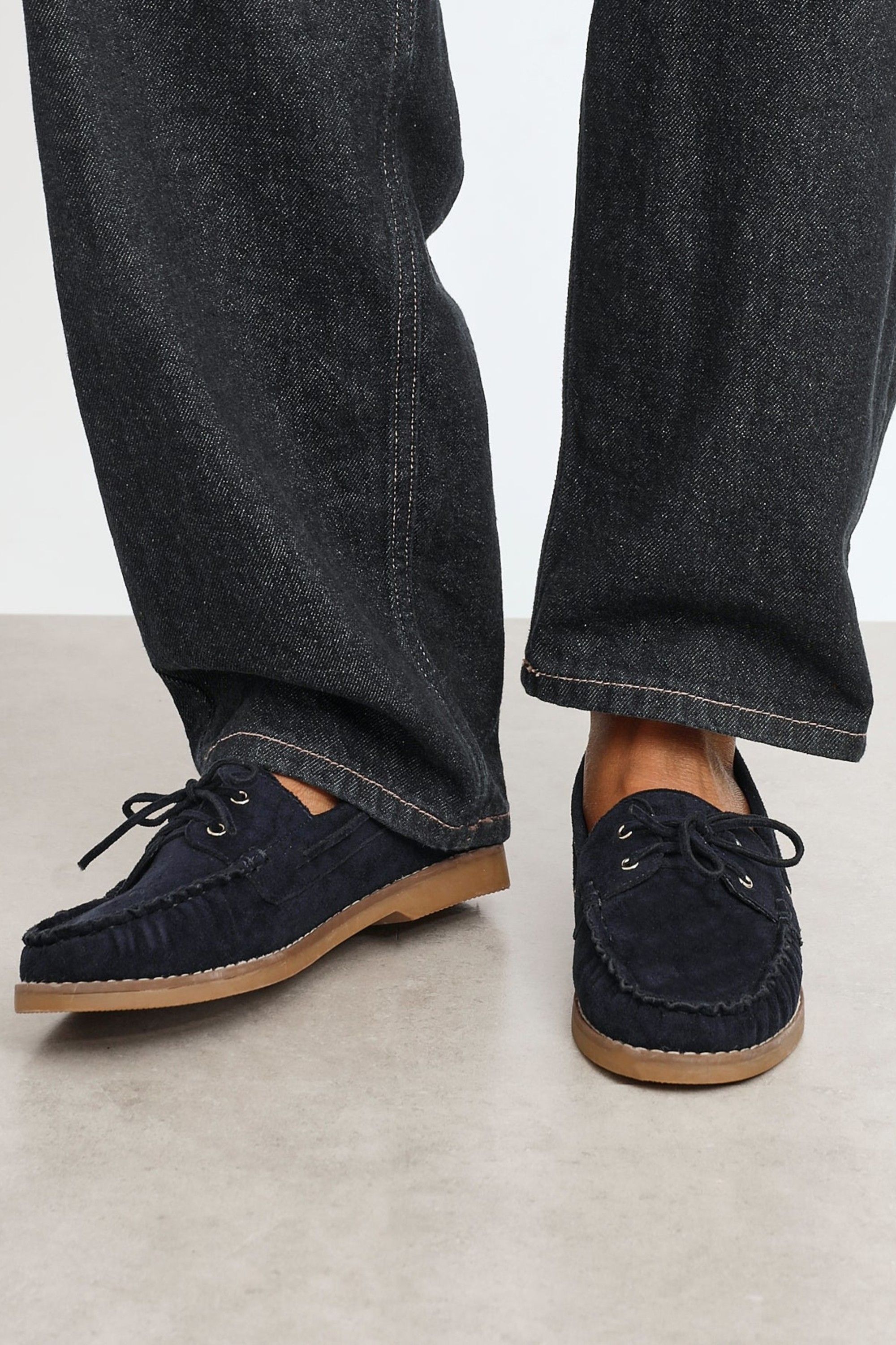 Linzi Frame Navy Faux Suede Boat Shoes image 6