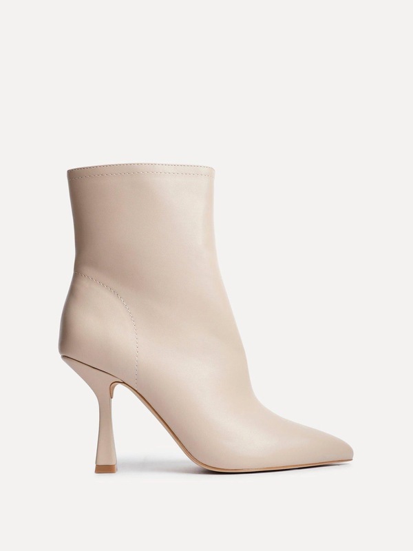 Linzi Jetta Beige Faux Leather Heeled Boot