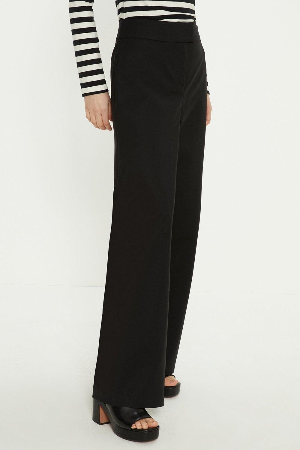 Oasis Cotton Sateen High Waist Wide Leg Trouser Black image 2