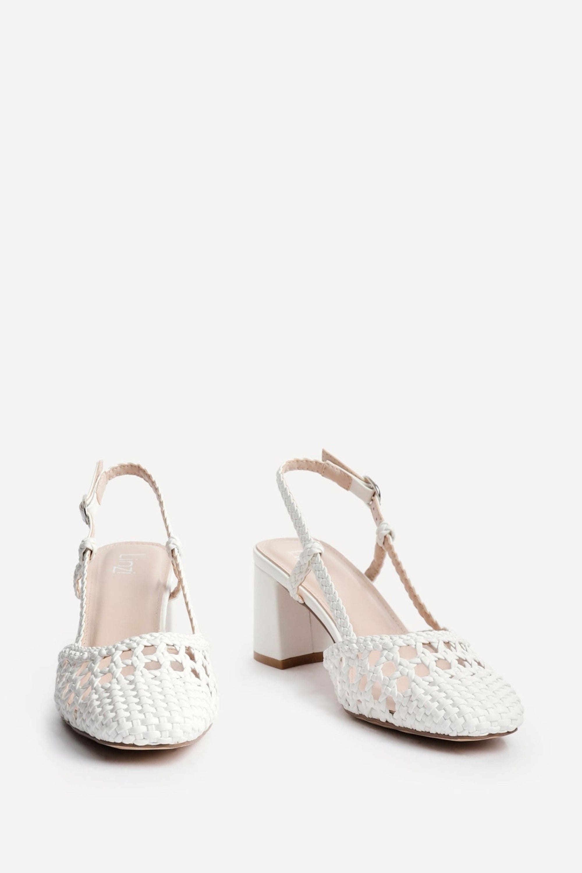 Linzi Sandria White Faux Leather Hand Woven Court Heels image 3