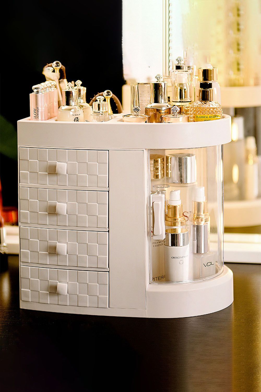 Living and Home Acrylic Desktop Makeup Cosmetic Organizer with 4 Drawers image 2