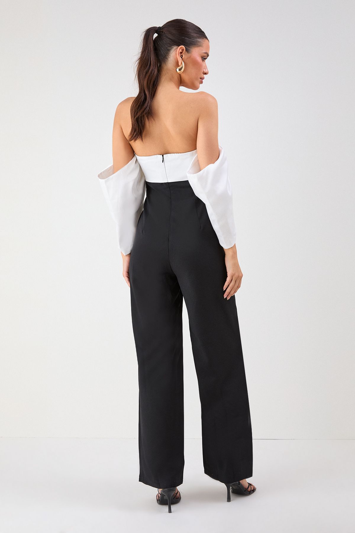 MissPap Bardot Volume Sleeve Wide leg Jumpsuit Black image 4