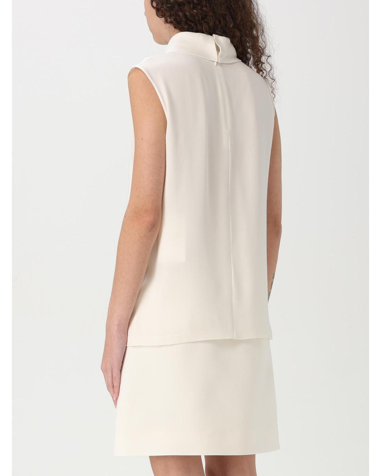 Valentino Silk Mini Dress Collared Sleeveless Wo - Ivory Tops image 3