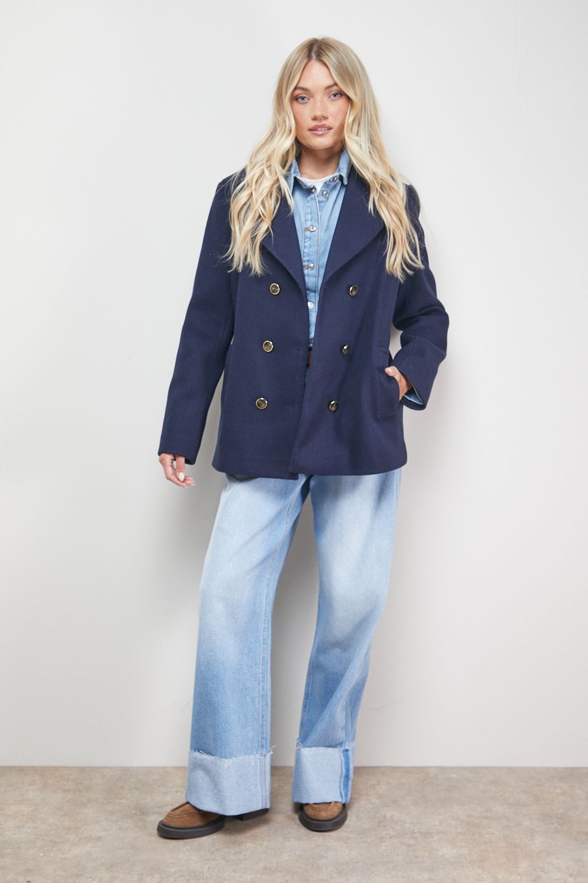 Oasis Double Breasted Blazer Coat Navy image 1