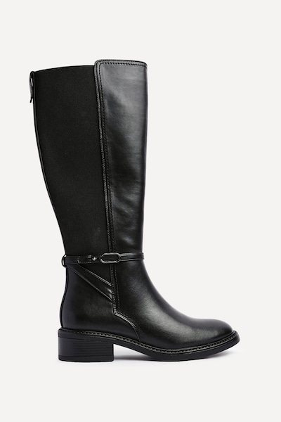 Linzi Power Black Faux Suede Riding Boot