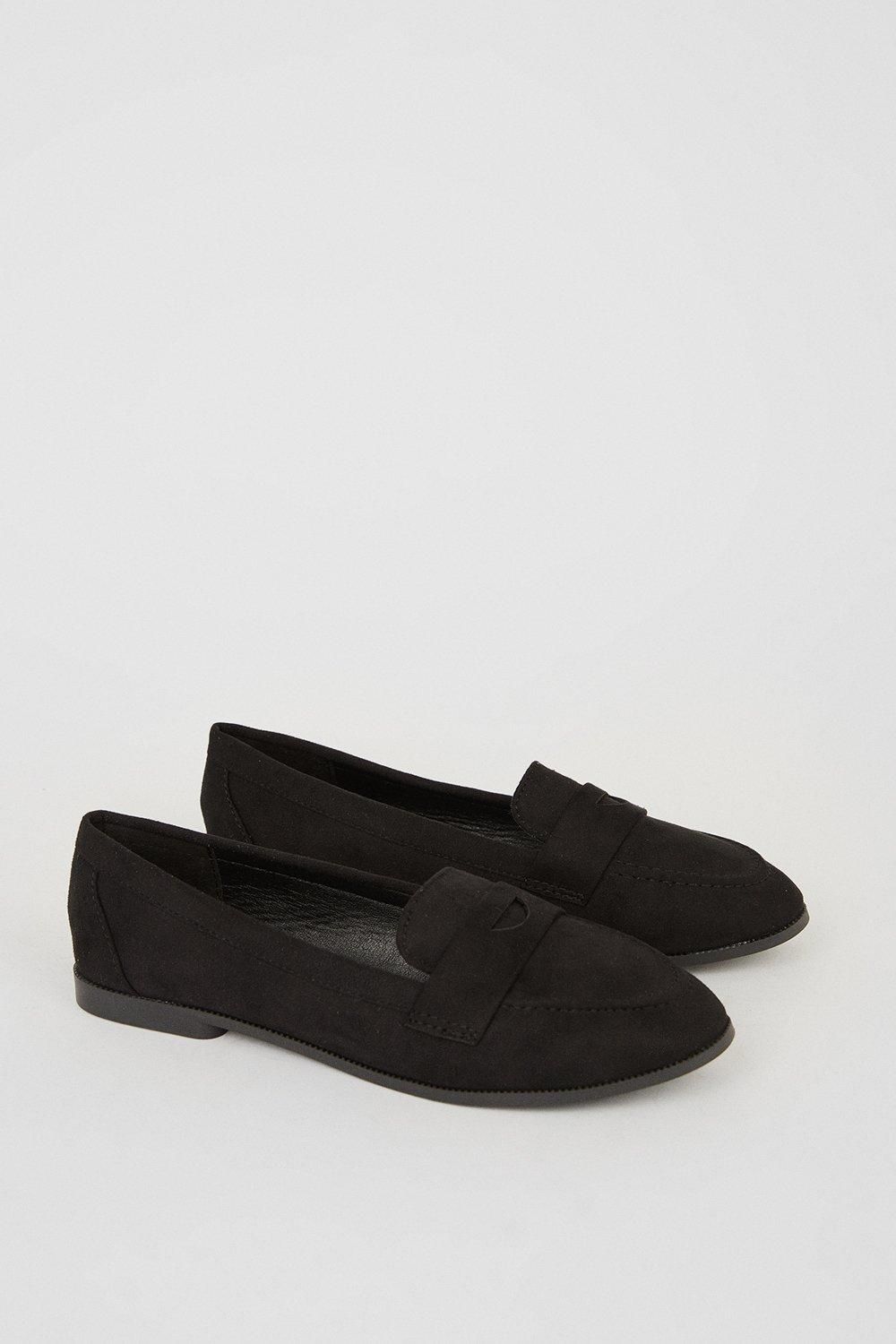 Dorothy Perkins Wide Fit Lana Penny Loafers Natural Black image 3