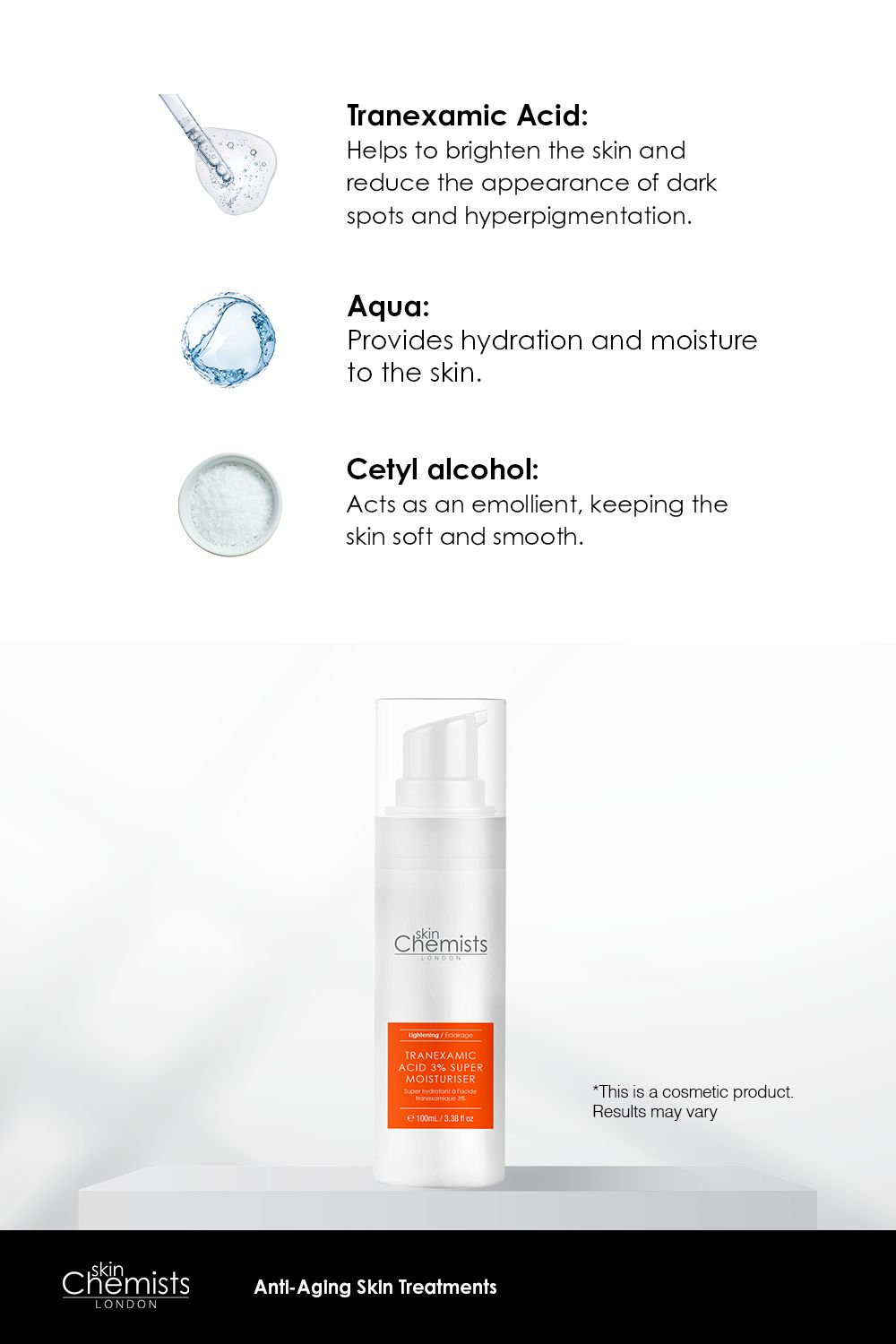 skinChemists professional Tranexamic 3% Moisturiser Cream 100ml image 5