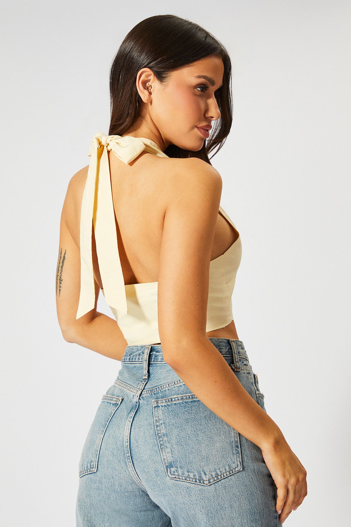 MissPap Halter Neck Button Front Top Yellow image 4