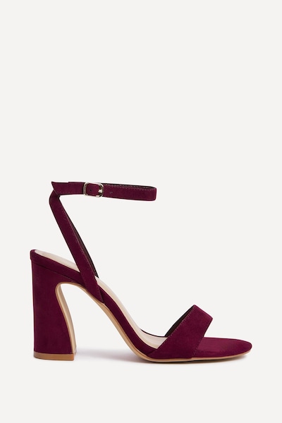 Linzi Trance Burgundy Faux Suede Block Heel