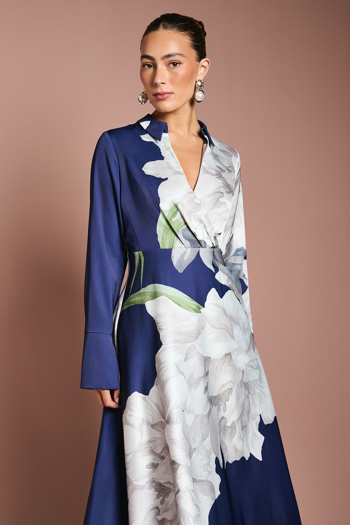 Coast Placement Print Wrap Front Maxi Dress Navy image 4