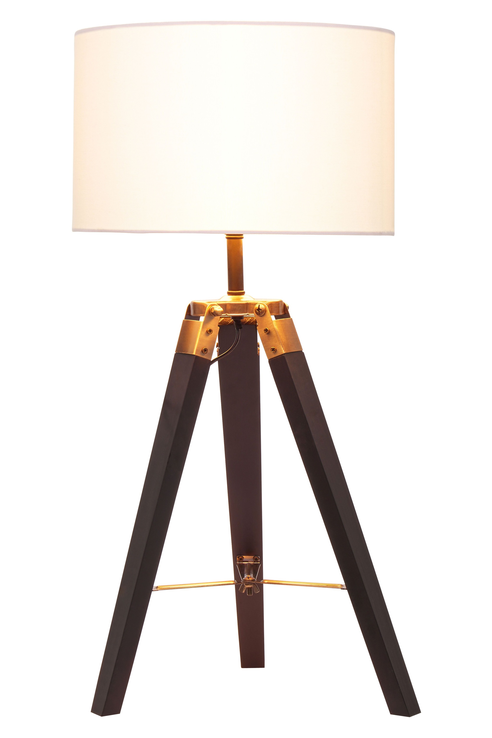 Orsina Tripod Table Lamp With Black Base, Modern White Linen Shade Table Lamp, Adjustable Height Contemporary Lamp image 2
