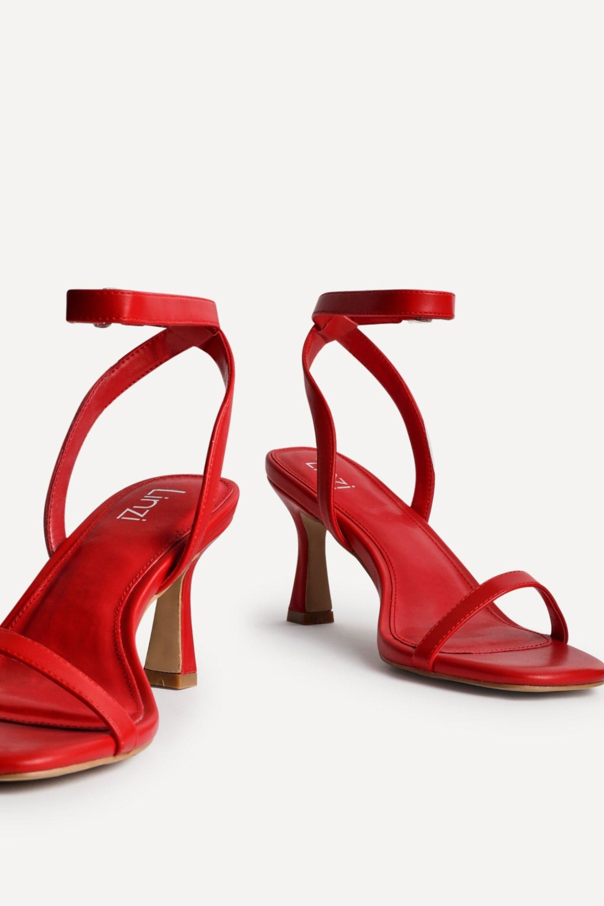 Linzi Elevate Red Faux Leather Barely There Stiletto Heeled Sandals image 5