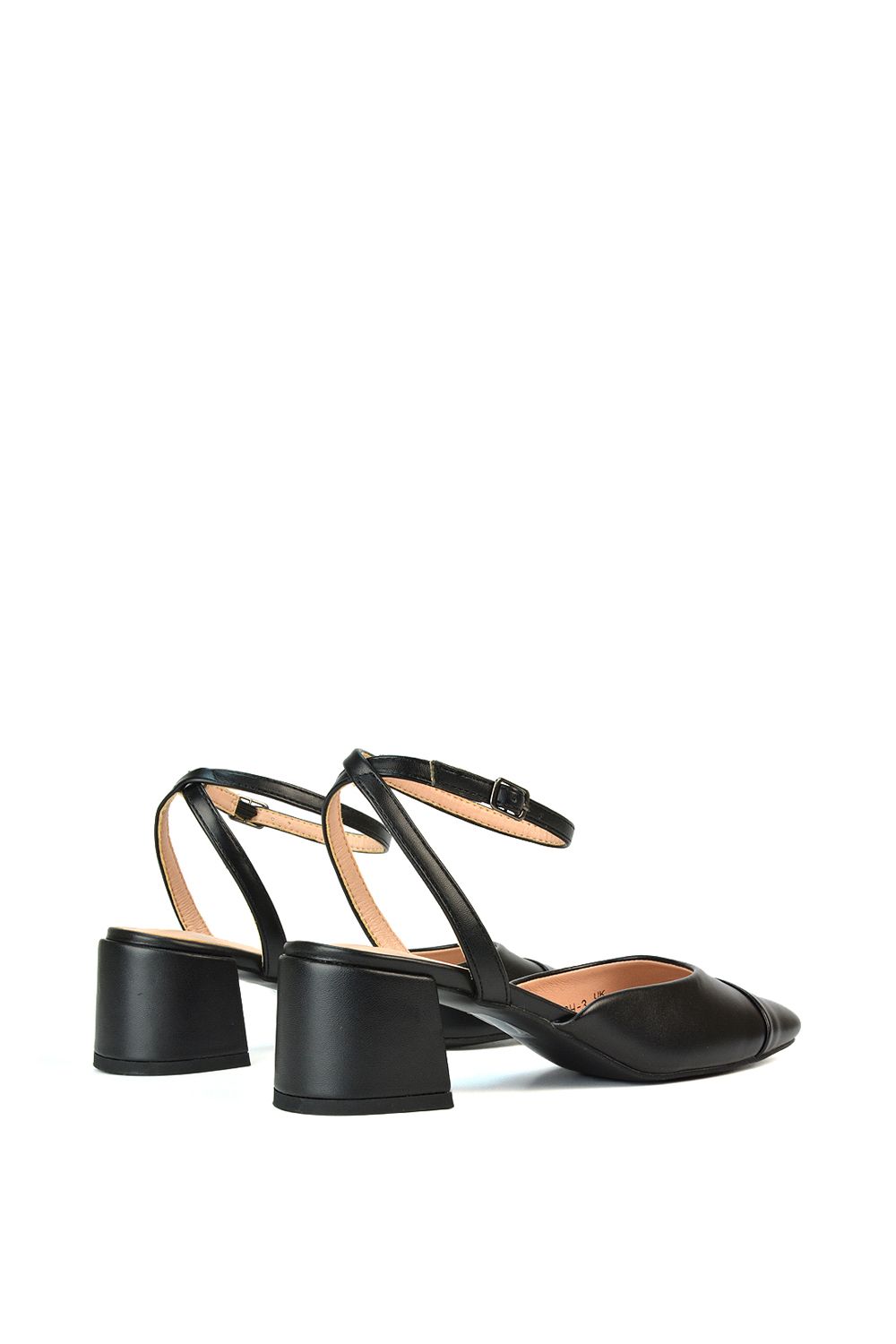 XY London 'Mavis' Low Mid Heel Square Toe Court Shoes With Ankle Strap image 5