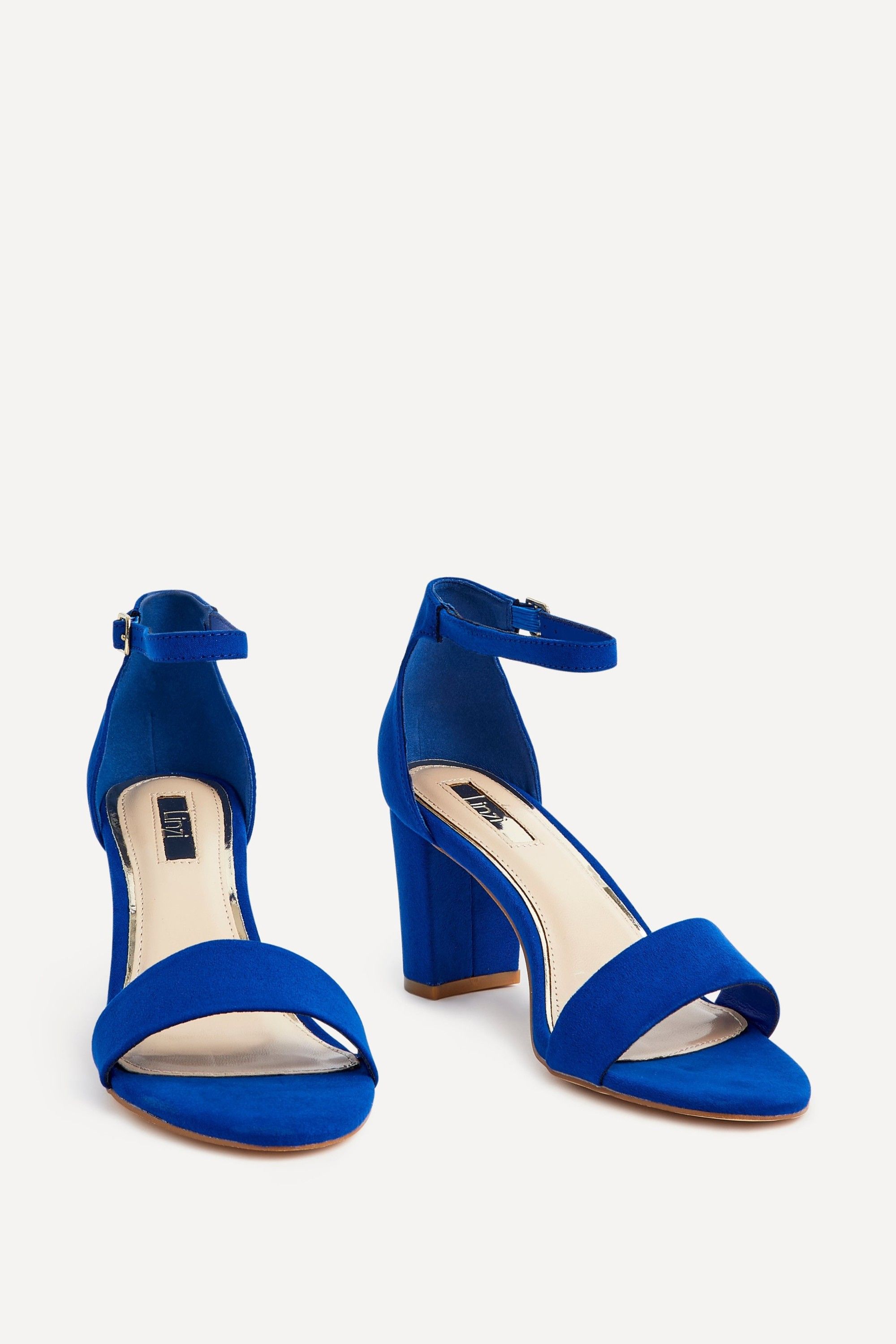 Linzi Frankie Cobalt Blue Faux Suede Barely There Closed Back Block Heeled Sandal image 3