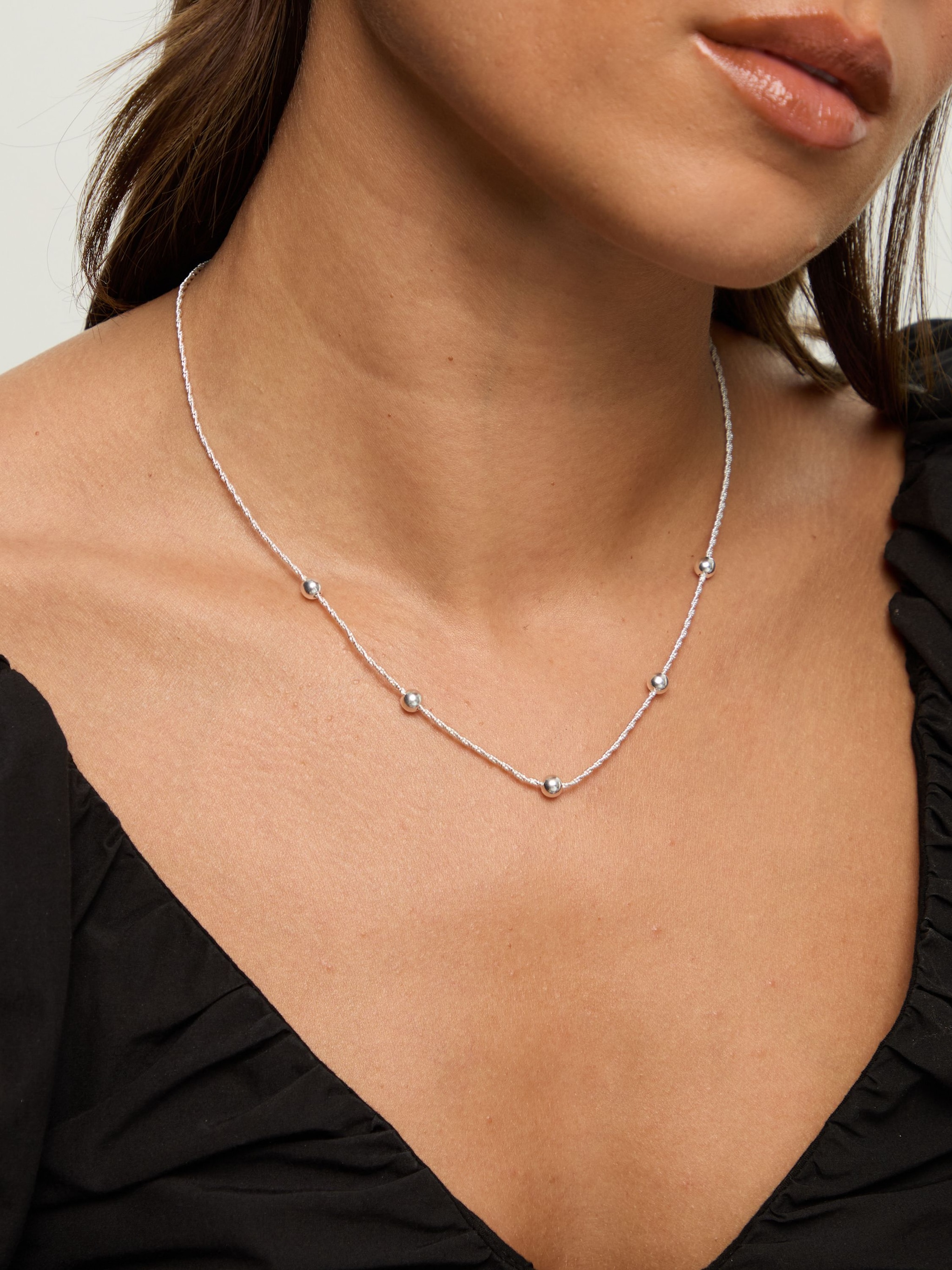 Simply Silver Sterling Silver 925 Polished Station Allway Necklace image 3