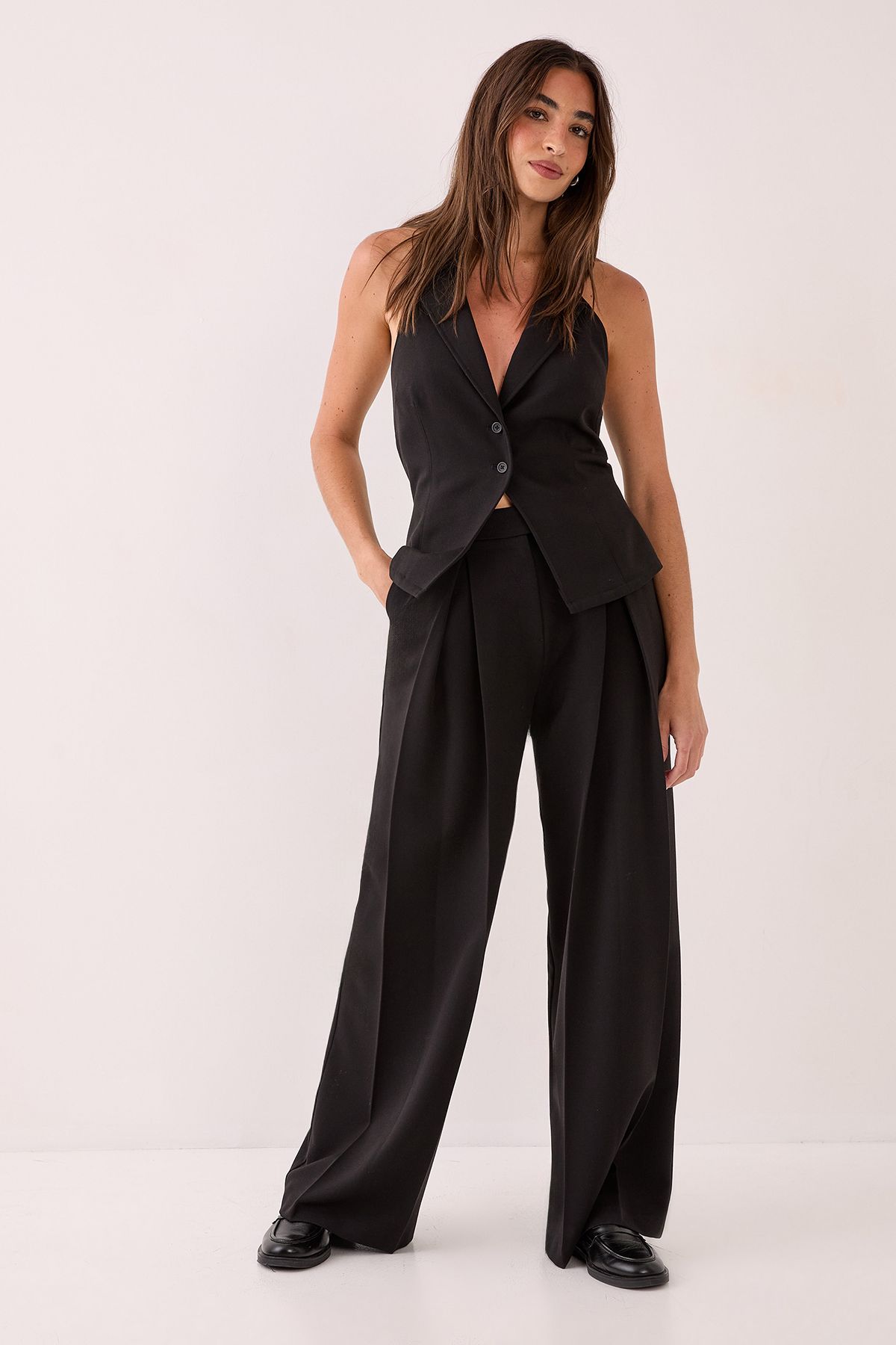 NastyGal Tailored Button Detail Collared Waistcoat Black image 2