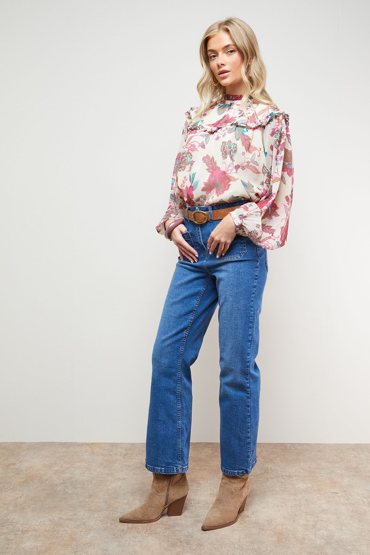Oasis Printed Trim Detail Chiffon Blouse Floral