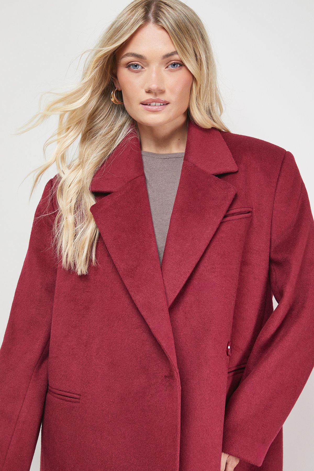 Oasis Relaxed Blazer Coat Berry image 3