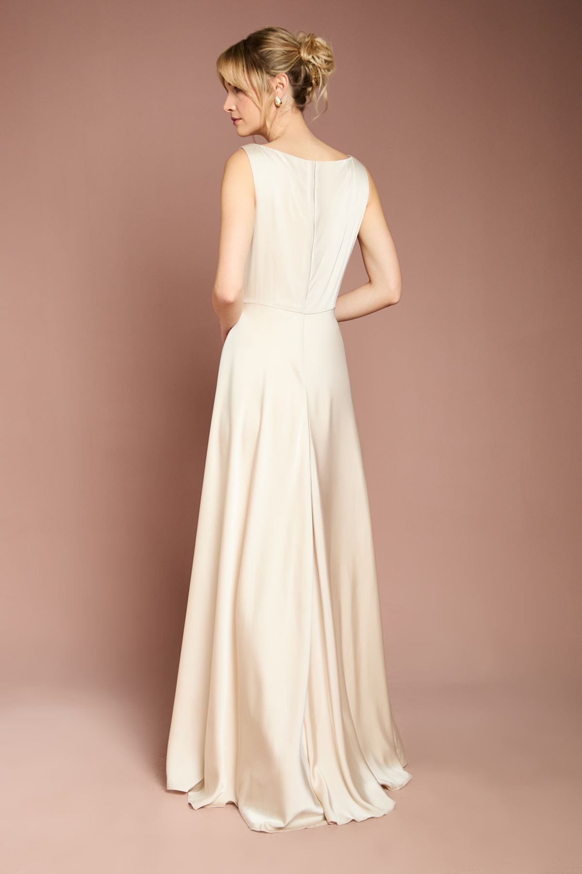 Coast Coast Honoured Sleeveless Cowl Neck Satin Maxi Bridesmaid Dress Champagne image 3