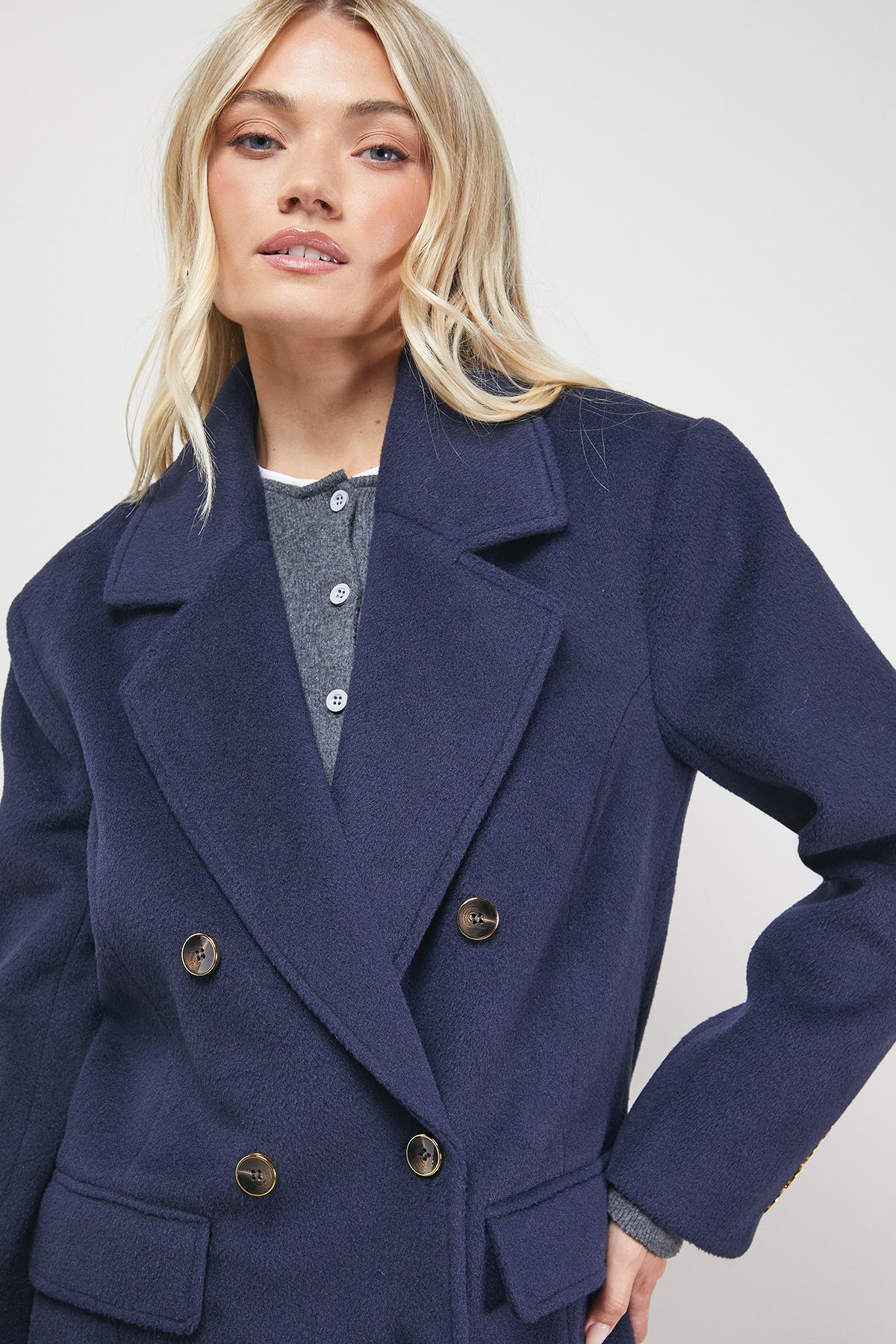 Oasis Maxi Tailored Coat Navy image 3