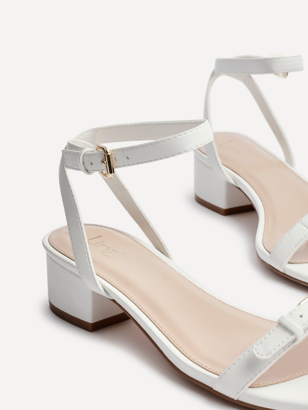Linzi Amanza White Faux Leather Low Block Heeled Sandal image 5