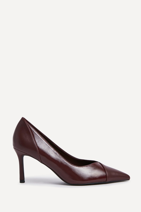 Linzi Gaia Burgundy Faux Leather Two Tone Court Heel