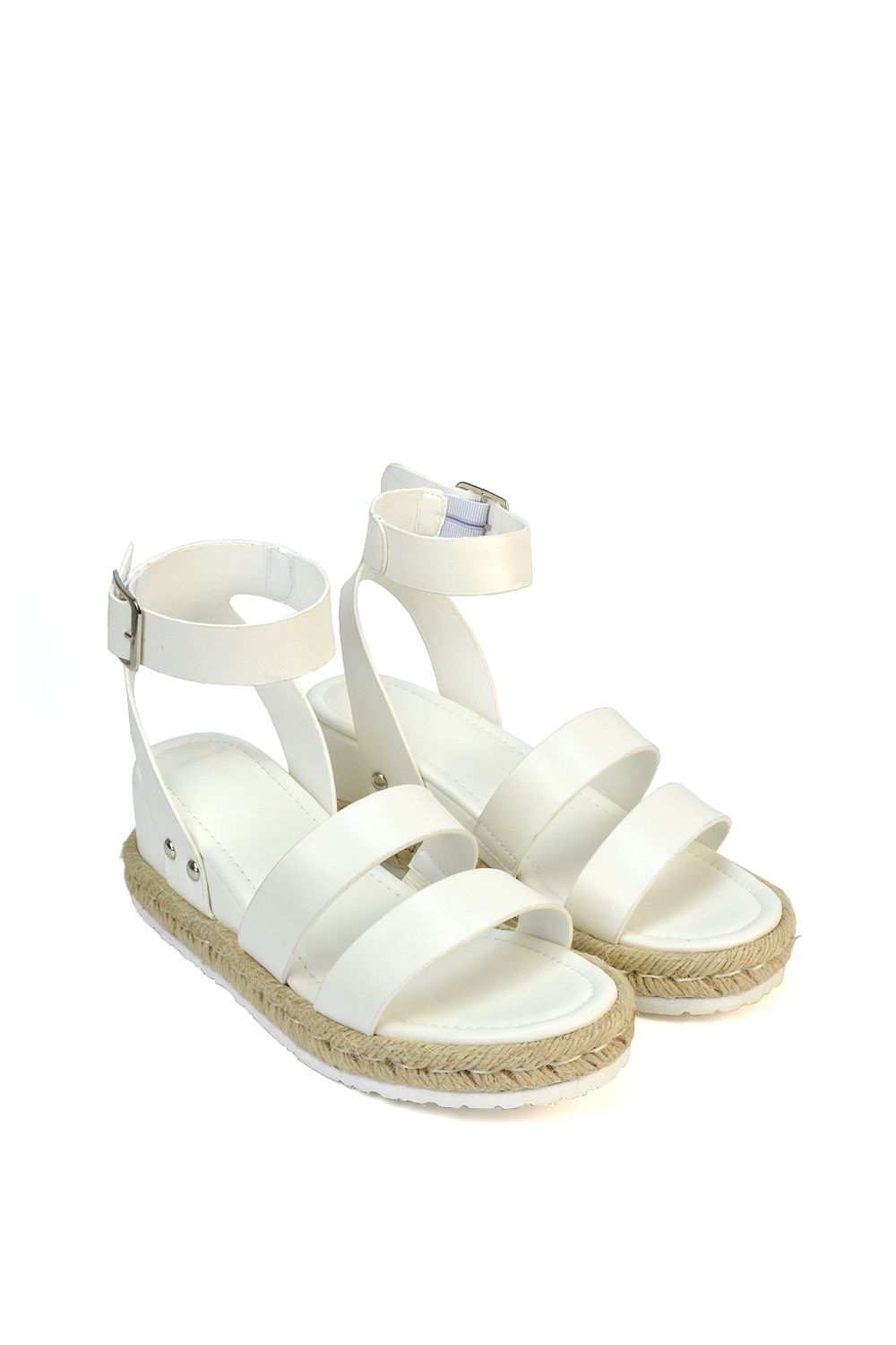 XY London 'Brook' Espadrille Platform Wedge Low Heel Sandal Shoes With Ankle Strap image 3