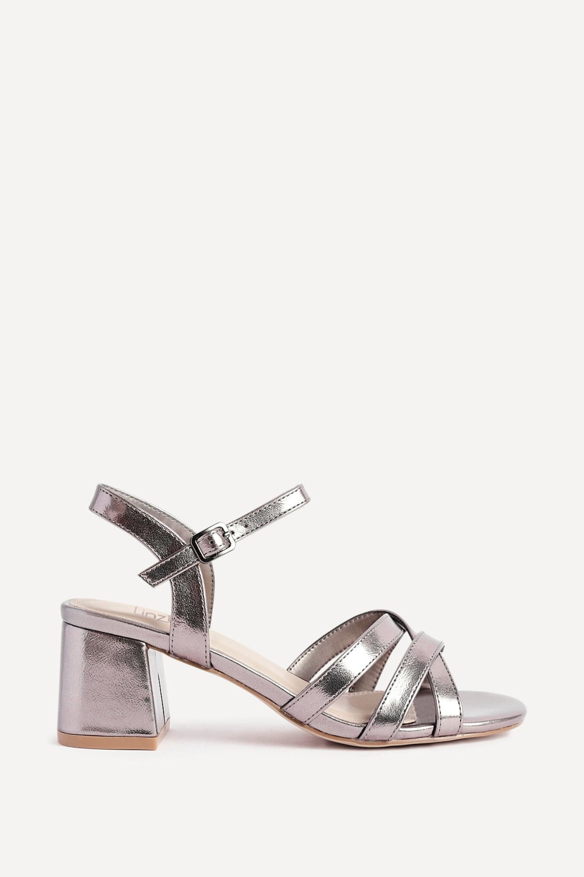 Linzi Flair Pewter Faux Leather Heeled Sandals