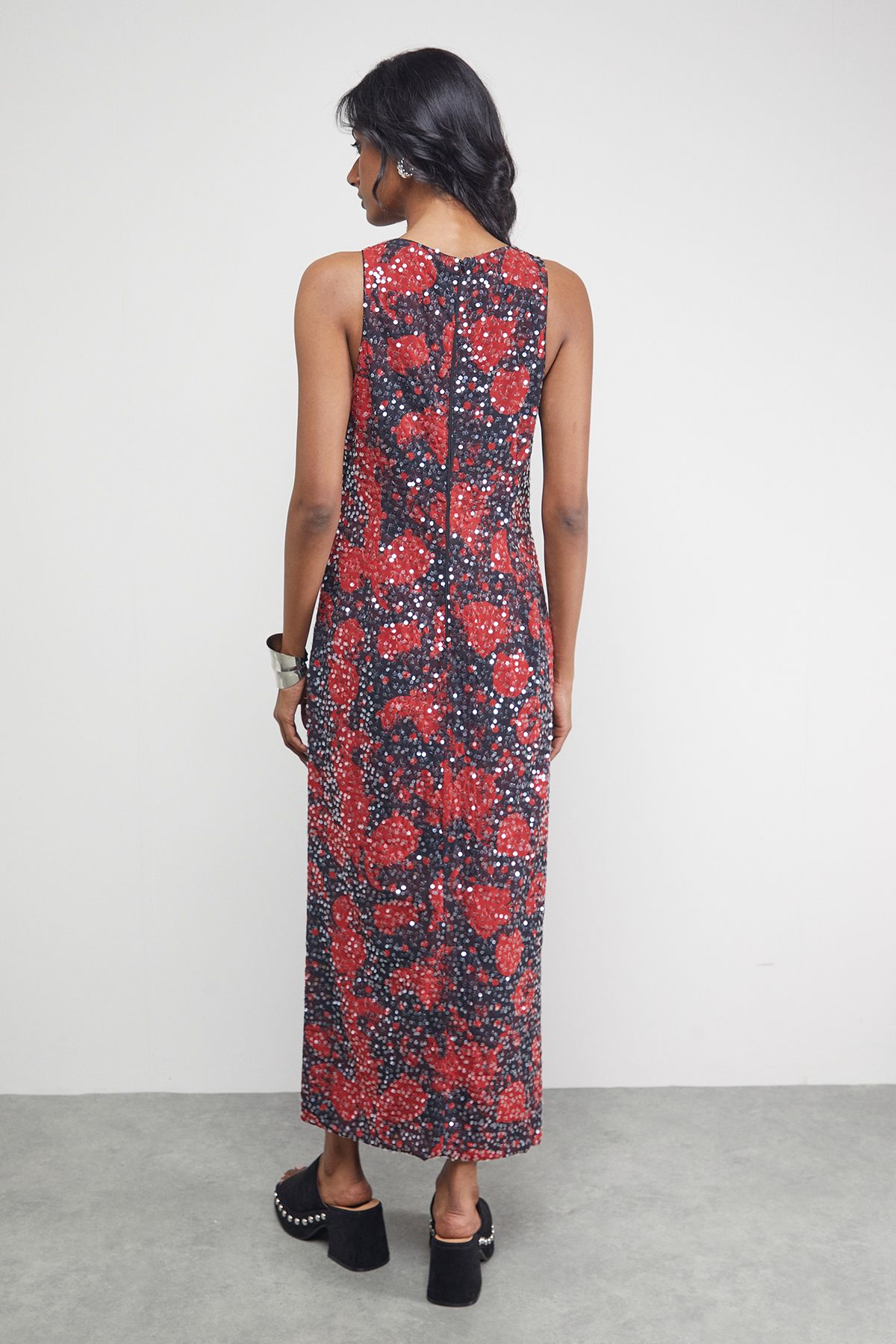 Warehouse Sequin Embellished Racer Midi Dress Multi image 3